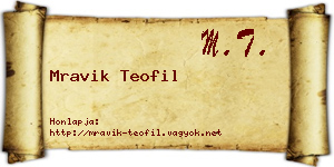 Mravik Teofil névjegykártya